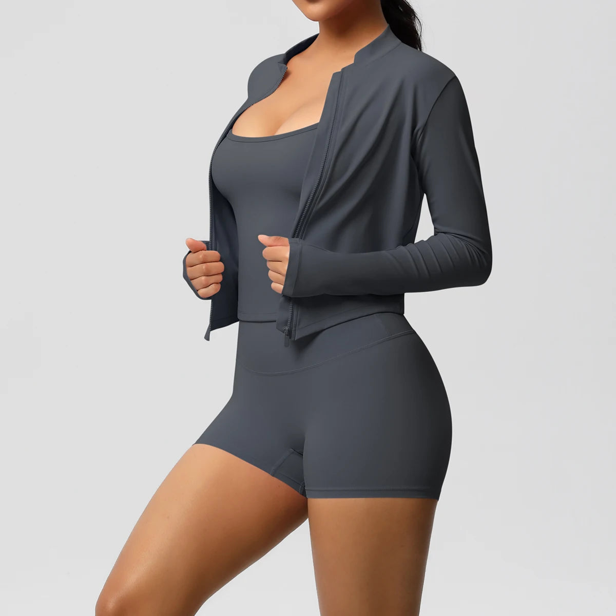 Motion Trio Set – Jacket + Top + Shorts