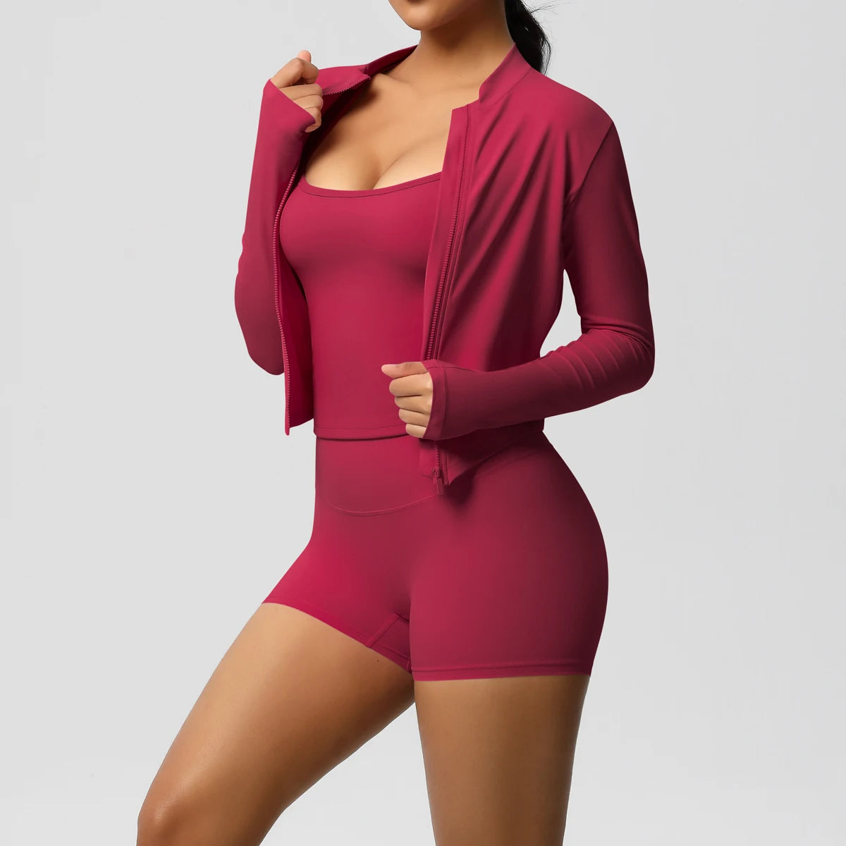 Motion Trio Set – Jacket + Top + Shorts