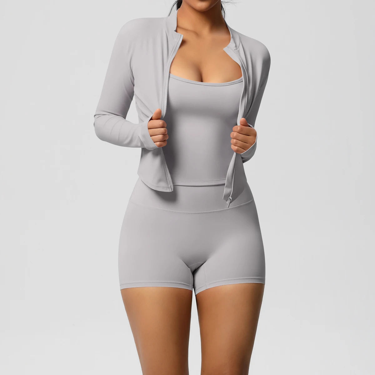 Motion Trio Set – Jacket + Top + Shorts