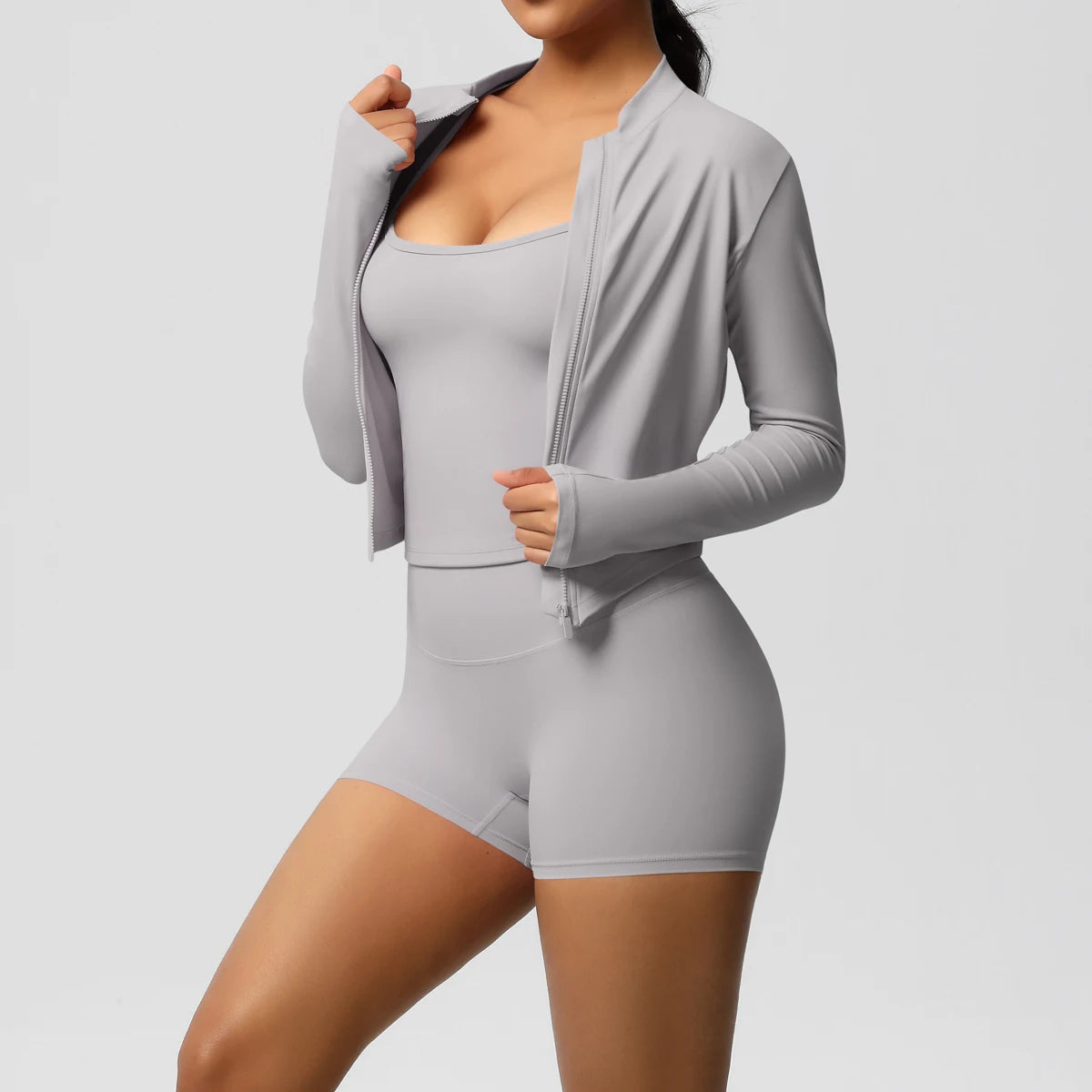 Motion Trio Set – Jacket + Top + Shorts