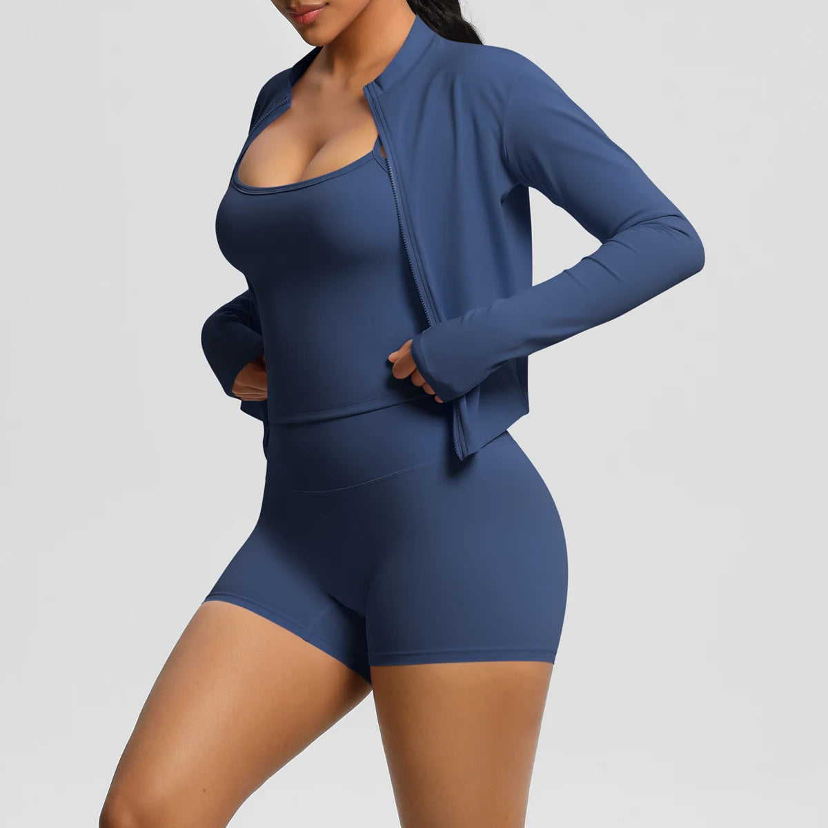 Motion Trio Set – Jacket + Top + Shorts