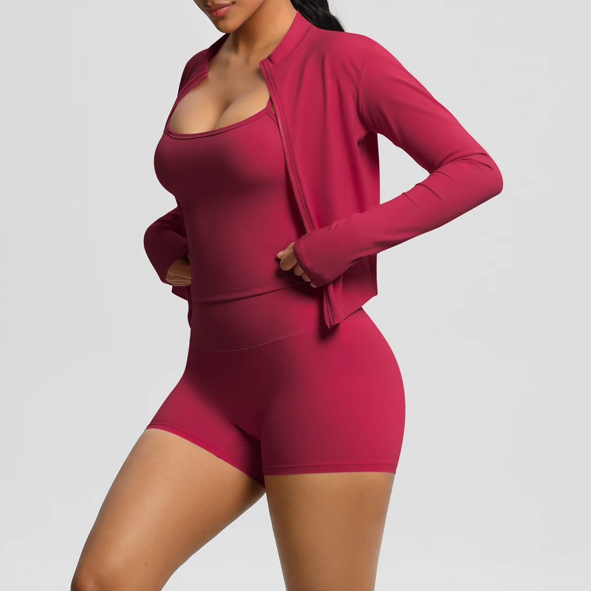 Motion Trio Set – Jacket + Top + Shorts