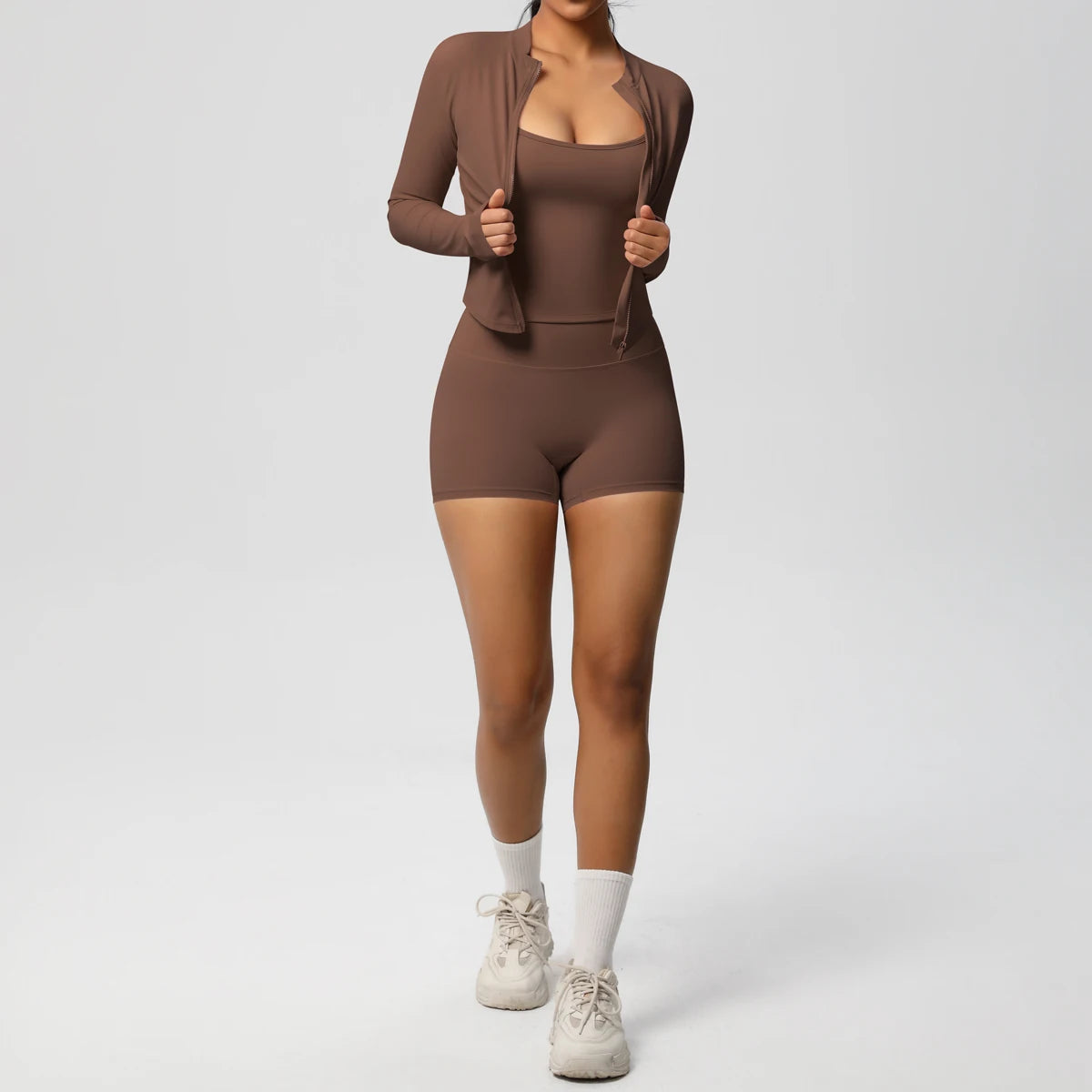 Motion Trio Set – Jacket + Top + Shorts