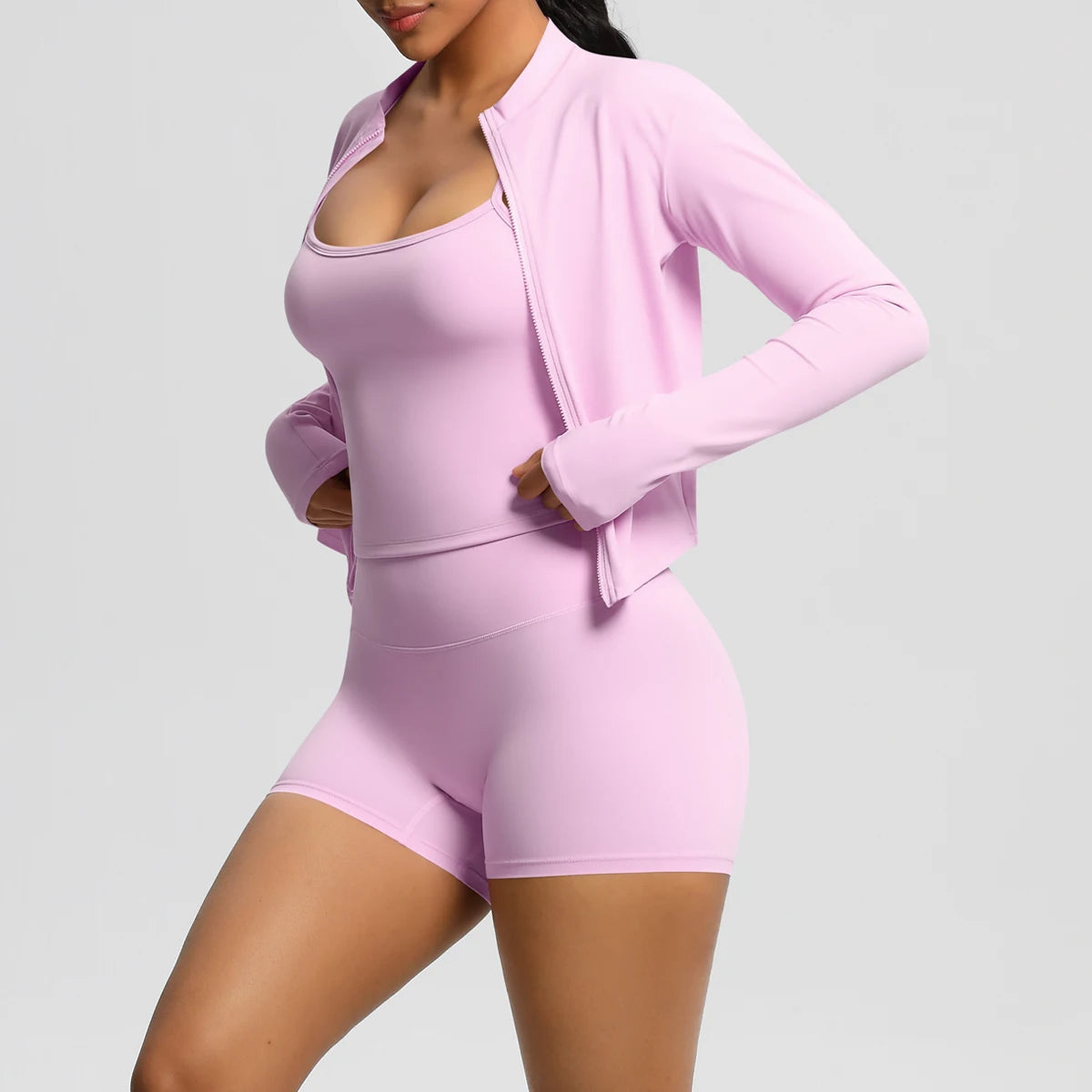 Motion Trio Set – Jacket + Top + Shorts